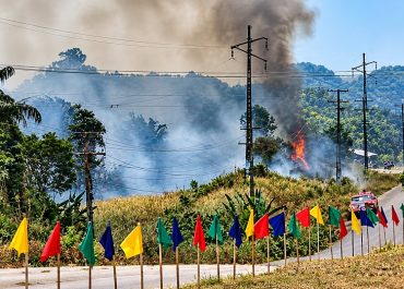 Fogo atinge área verde e provoca grande nuvem de fumaça na AM-070