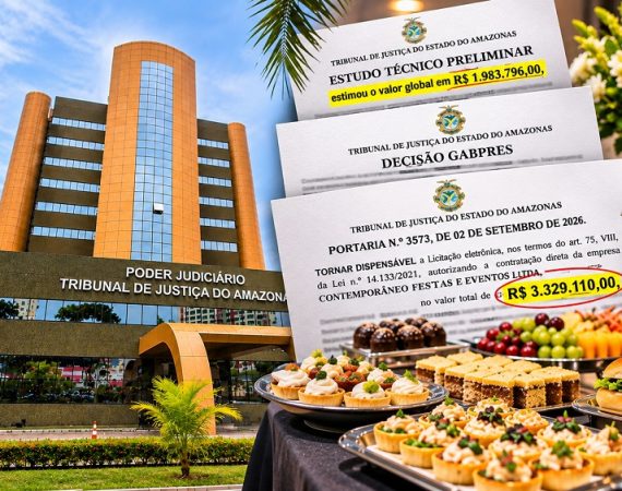 Contrato milionário: TJAM vai gastar até R$ 3,3 milhões com cafés da manhã, coquetéis e refeições