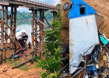 Caminhão cai de altura superior a 20 metros após acidente em ponte no Amazonas