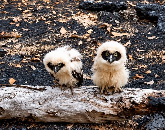 Influenciador encontra filhotes de coruja em meio à destruição causada por incêndio no AM